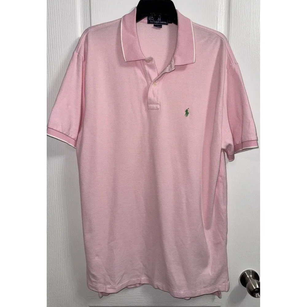 Polo by Ralph Lauren Men's Pink Solid Short Sleeve Cotton Golf Polo Shirt XL
